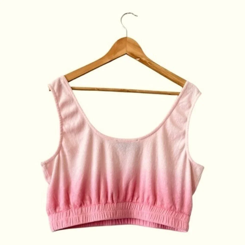 ANTHROPOLOGIE Sunday In Brooklyn Scoop Neck Terry Cropped Top Size L NEW